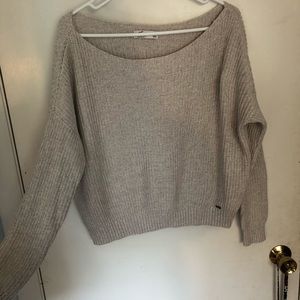 Hollister Oatmeal/Cream off the shoulder sweater
